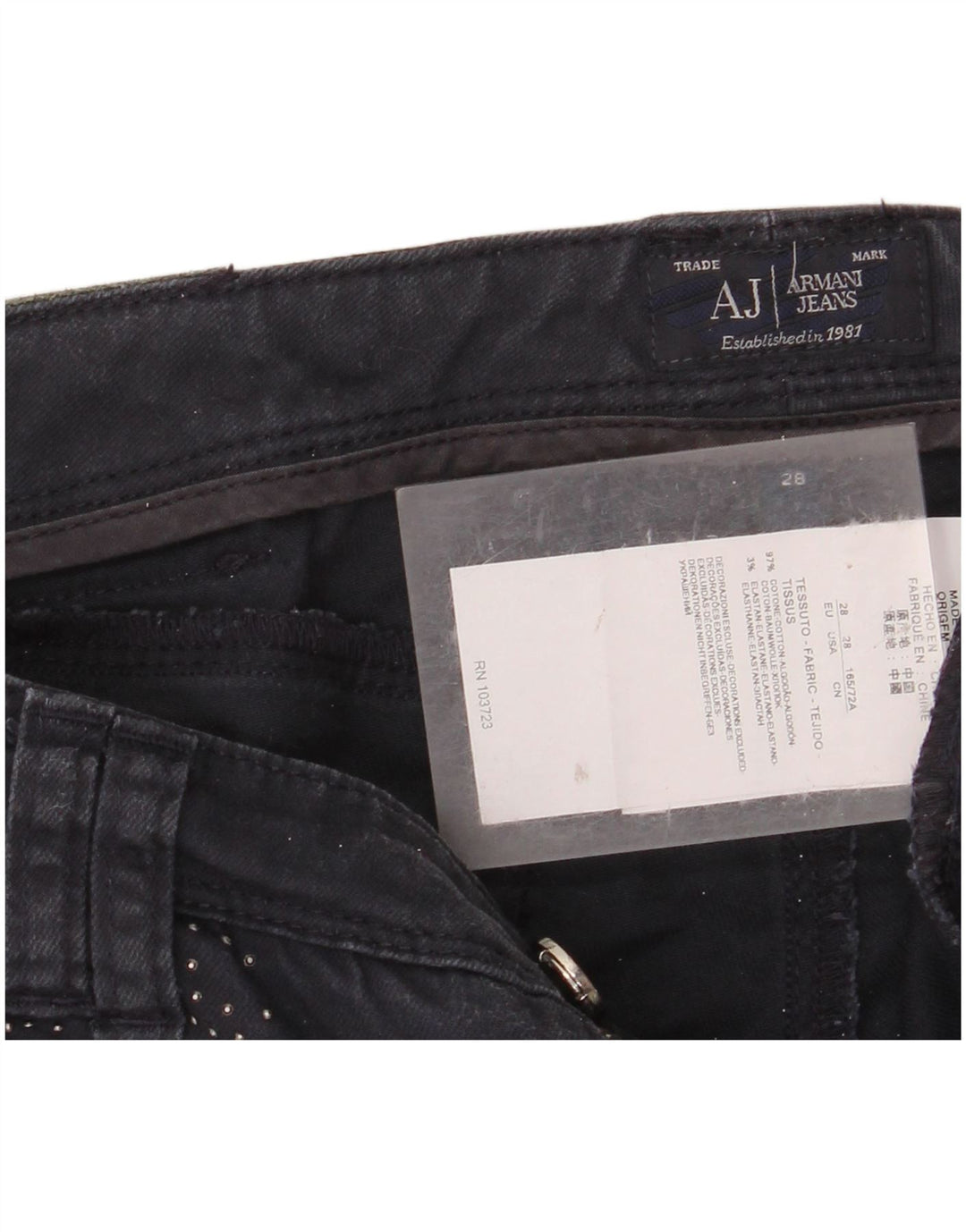 ARMANI Jeans Skinny Feminino W28 L30 Azul Marinho Algodão