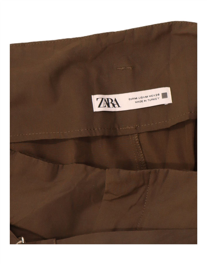Calça cargo feminina Zara Pegged médio W28 L26 poliéster cáqui