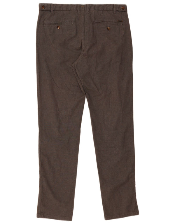 ZARA Mens Slim Suit Calças EU 42 Grande W32 L31 Algodão Cinza
