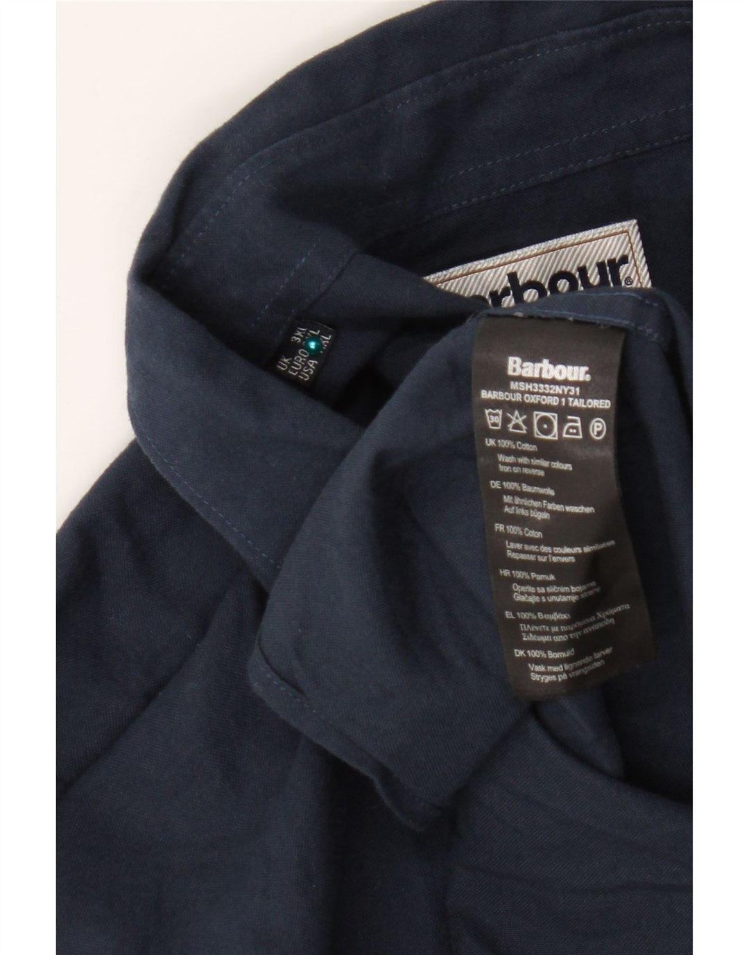 Camisa masculina Barbour 3XL algodão azul marinho