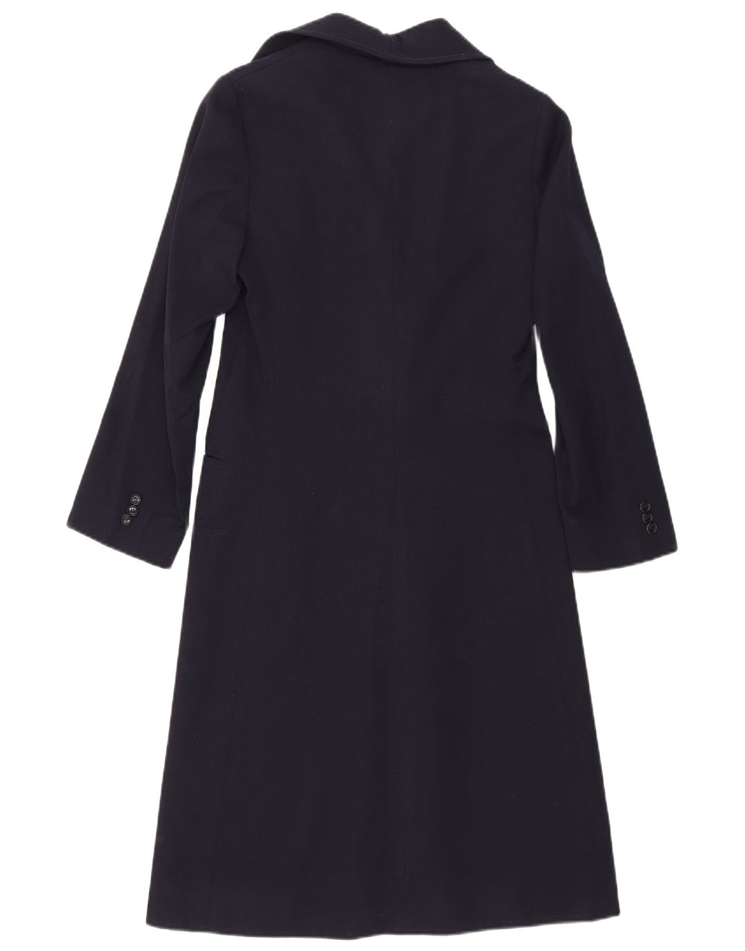 Sobretudo aberto feminino vintage UK 8 pequeno azul marinho