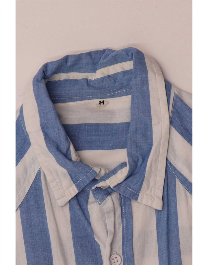 Camisa masculina vintage listrada azul média