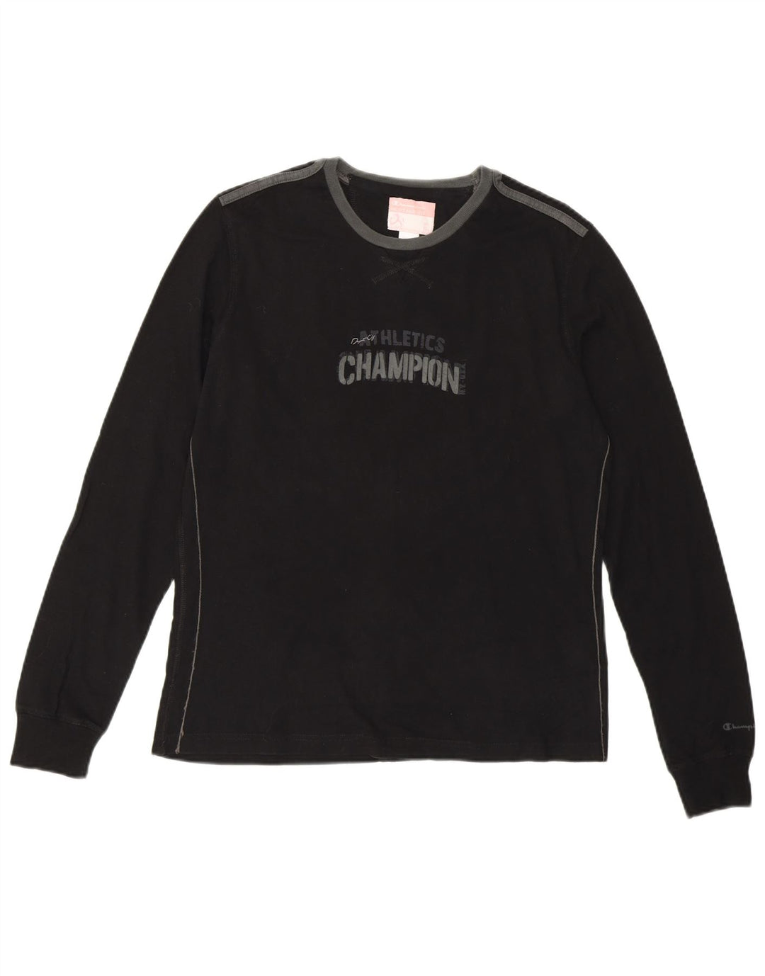 Camiseta feminina CHAMPION Heritage Fit com estampa gráfica Reino Unido 14 grande algodão preto