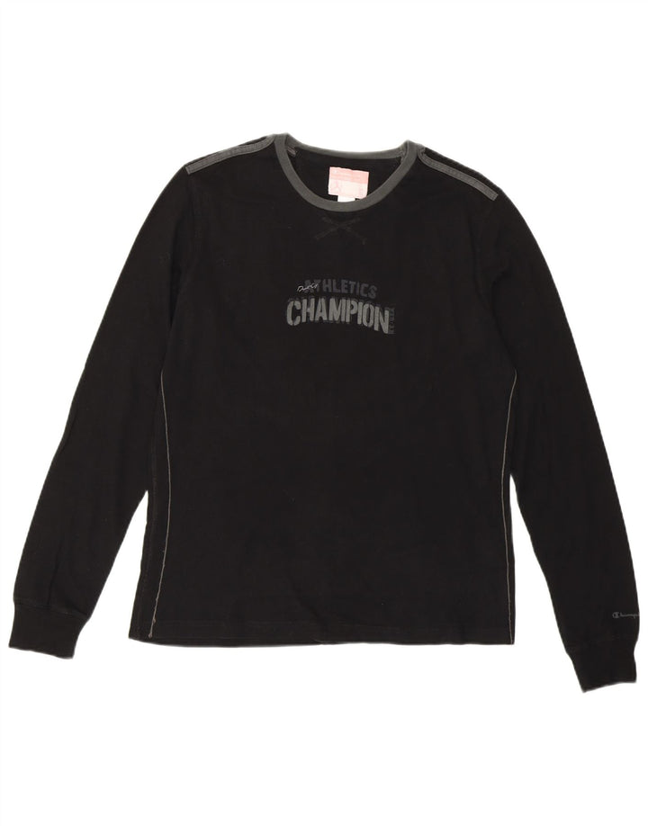 Camiseta feminina CHAMPION Heritage Fit com estampa gráfica Reino Unido 14 grande algodão preto