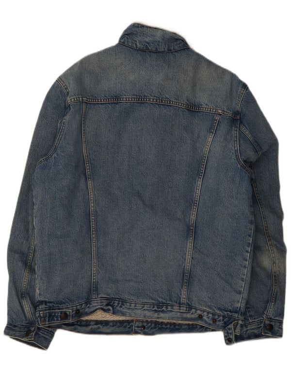 Jaqueta jeans masculina Sherpa Levi's UK 40 grande algodão azul