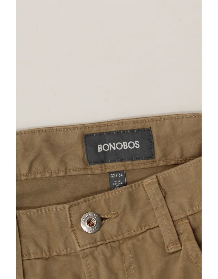 BONOBOS Mens Slim Casual Trousers W32 L34 Beige Cotton Vintage BONOBOS and Second-Hand BONOBOS from Messina Hembry 