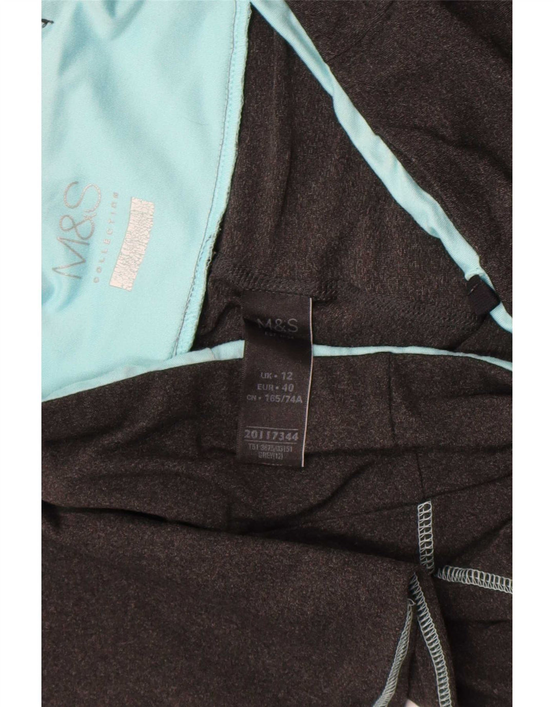Leggings femininos Marks & Spencer Reino Unido 12 poliéster colorblock cinza médio