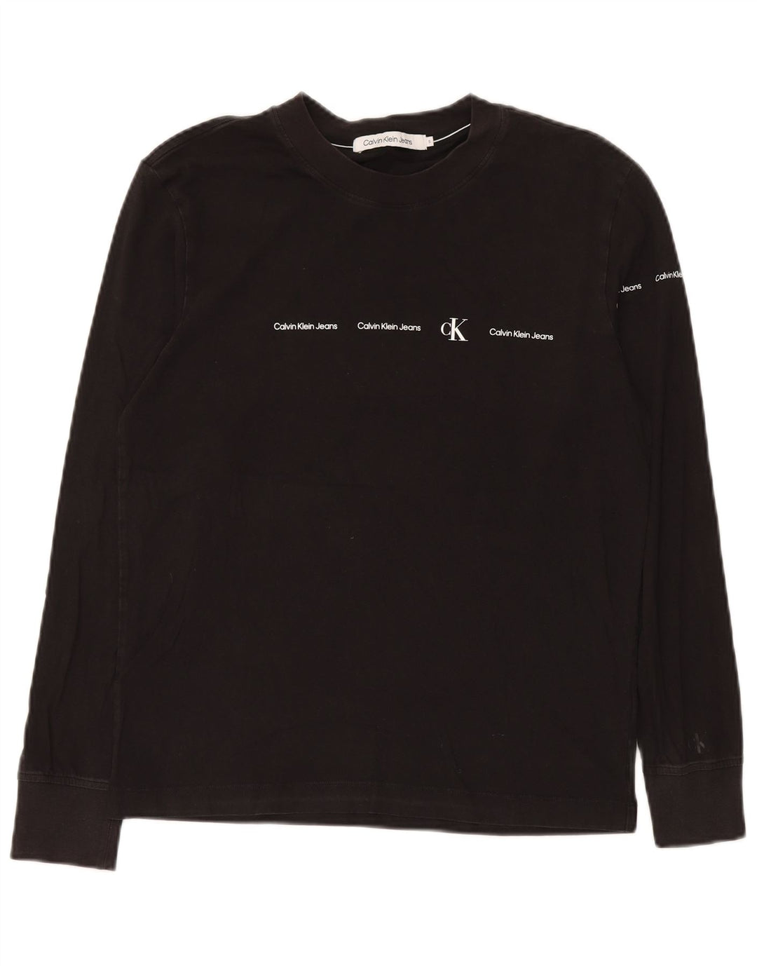 Calvin Klein Jeans Masculino Top Gráfico Manga Longa Pequeno Algodão Preto
