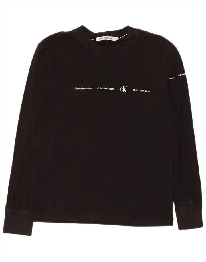 Calvin Klein Jeans Masculino Top Gráfico Manga Longa Pequeno Algodão Preto
