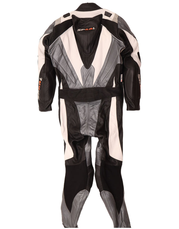 Macacão masculino de couro gráfico Spool IT 52 XL W36 L30 couro preto