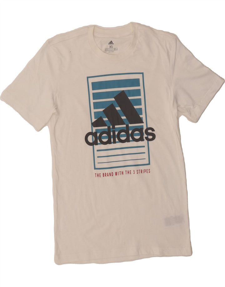 ADIDAS Mens Graphic T-Shirt Top XS White Cotton Vintage Adidas and Second-Hand Adidas from Messina Hembry 