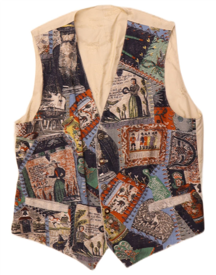 Colete gráfico masculino Julius Lang IT 54 XL bege patchwork viscose