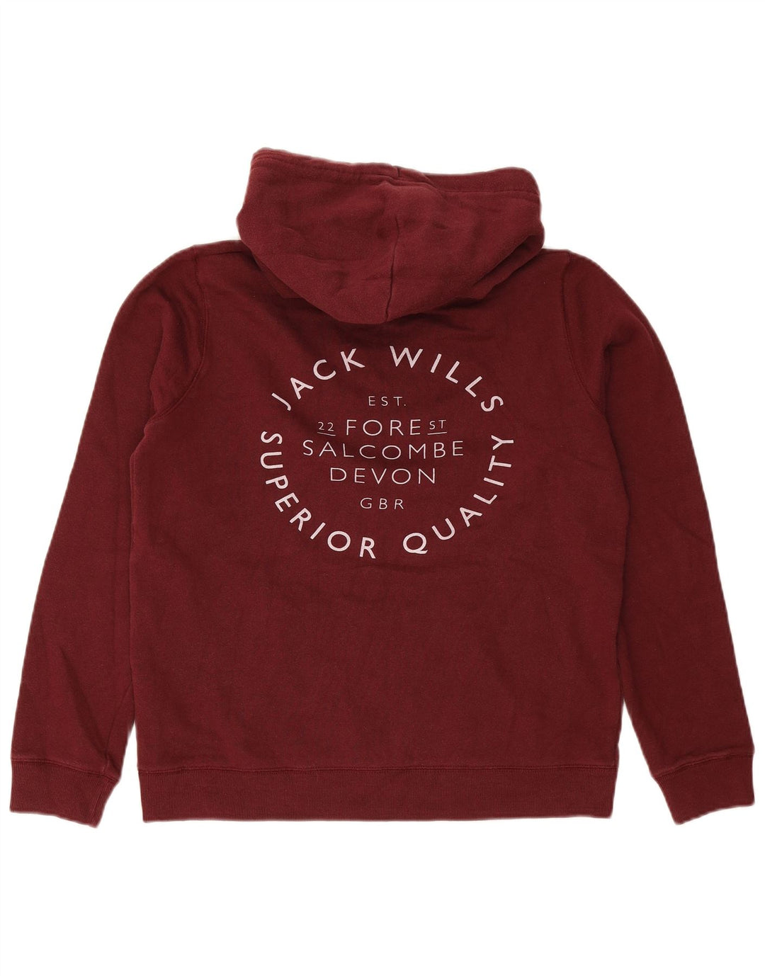 JACK WILLS Suéter feminino com capuz gráfico Reino Unido 12 algodão médio Borgonha