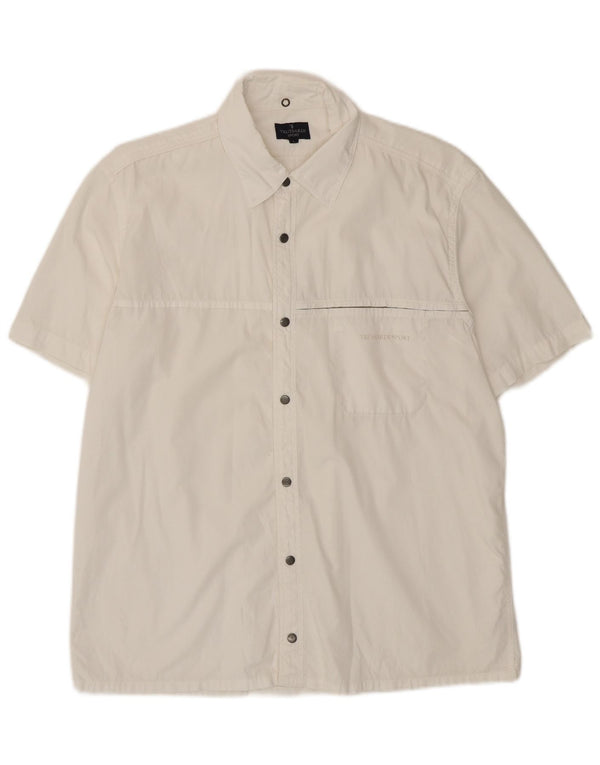 Camisa masculina Trussardi de manga curta grande algodão branco