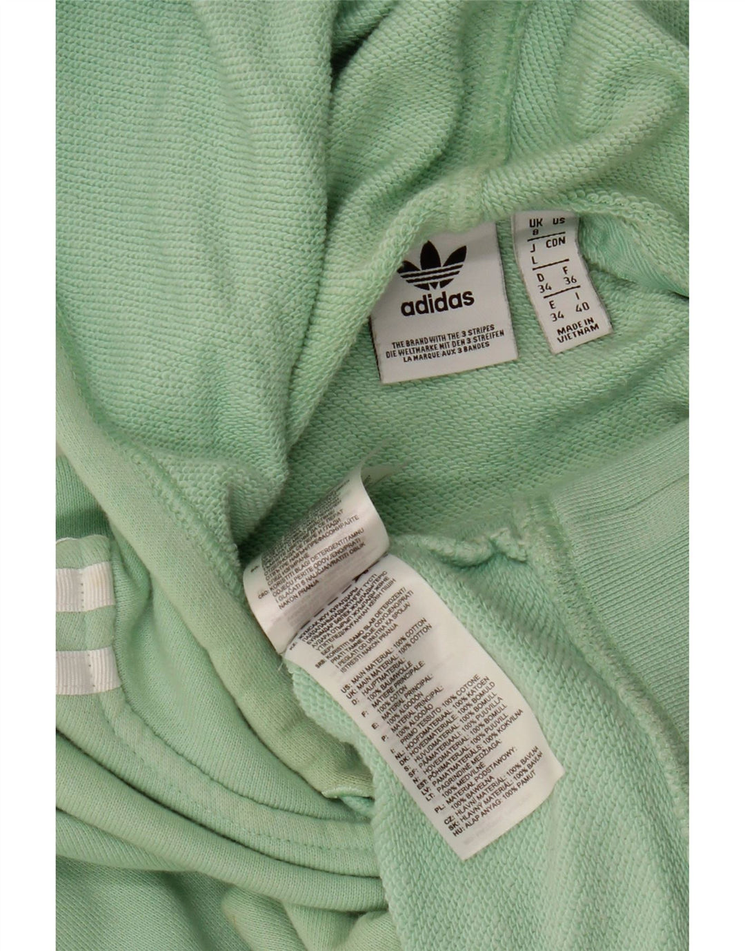 ADIDAS Womens Oversized Crop Hoodie Jumper Reino Unido 8 Pequeno Algodão Verde