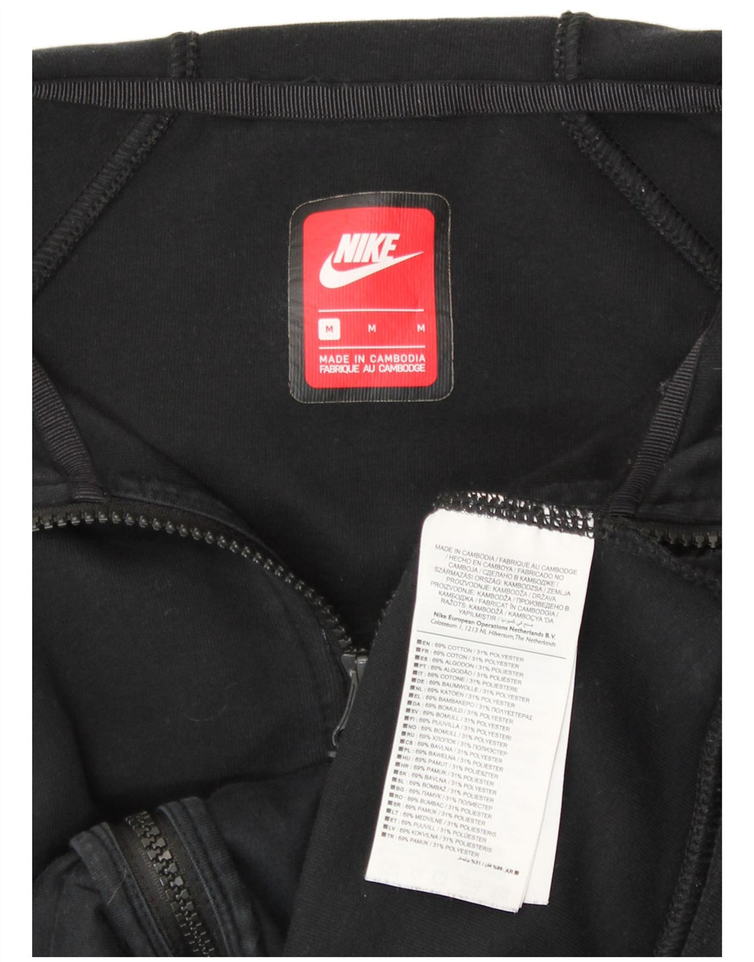 Suéter feminino Nike com capuz e zíper UK 12 médio preto algodão