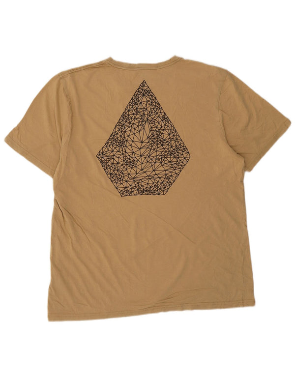 Camiseta masculina Volcom Modern Fit Graphic Top grande de algodão bege