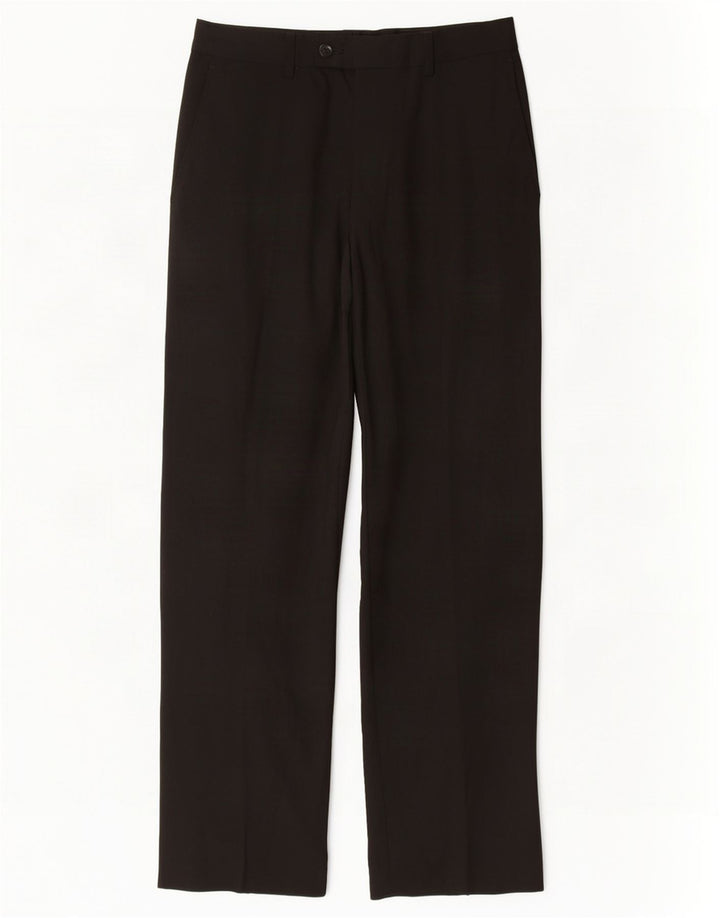 Calça feminina Zara de terno reto EU 40 médio W31 L29 poliéster preto