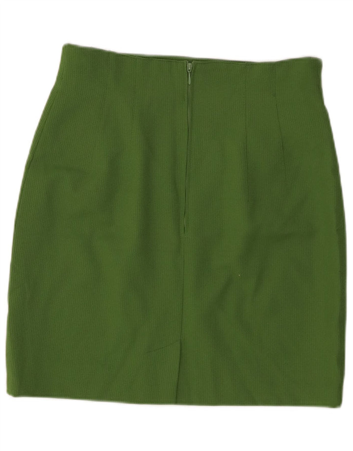 Mini saia de cintura alta feminina vintage IT 40 W28 poliéster verde