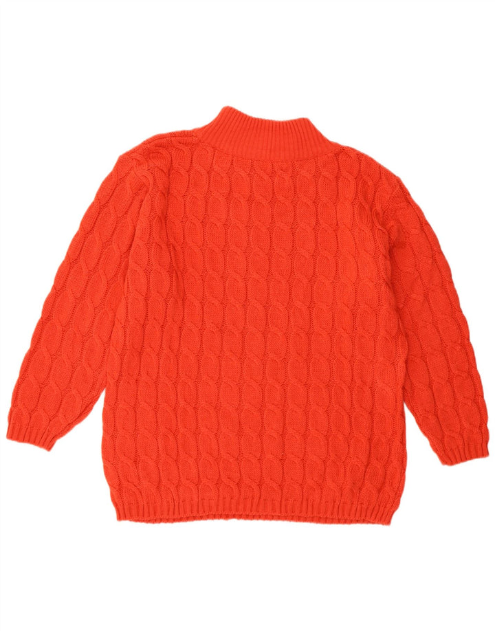 Suéter feminino VINTAGE com gola tartaruga Reino Unido 14 lã vermelha média