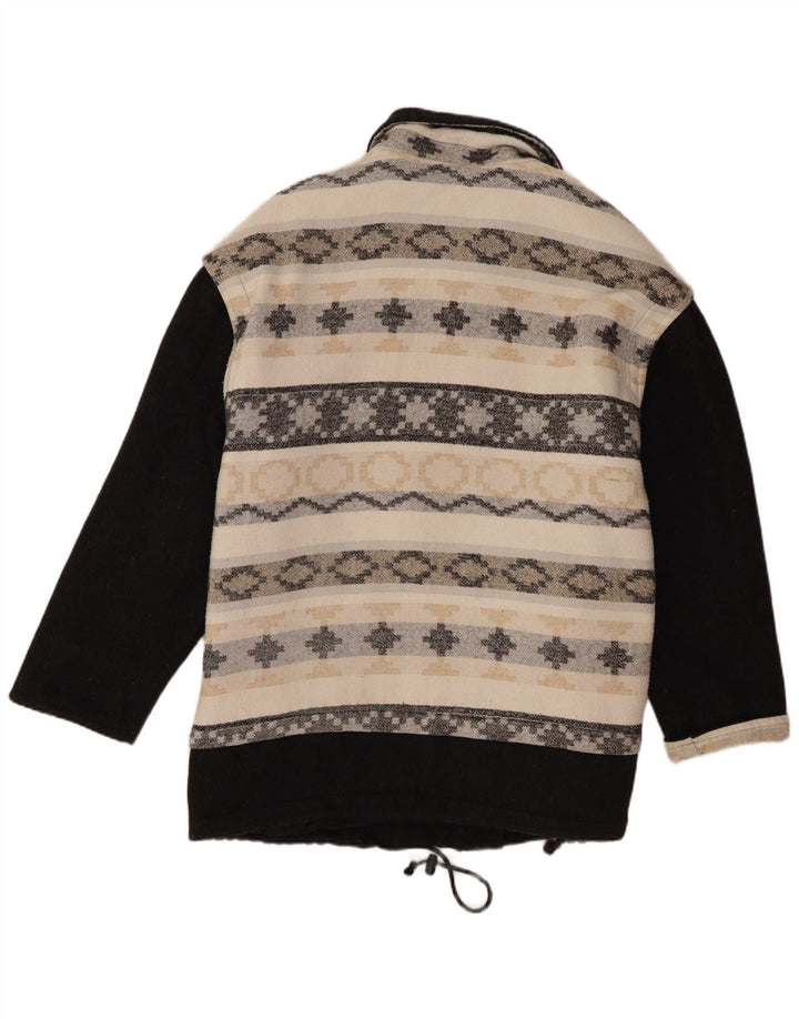 Casaco corta-vento vintage feminino grande UK 18 XL bege geométrico