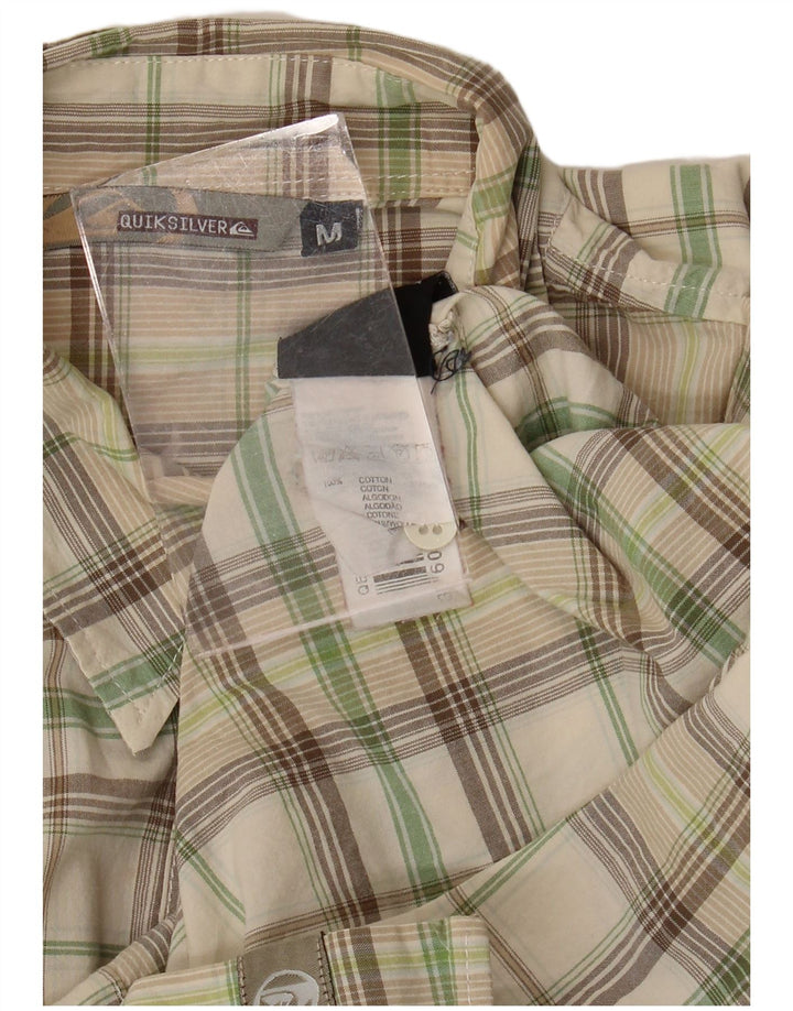 Camisa masculina Quiksilver de algodão xadrez verde médio