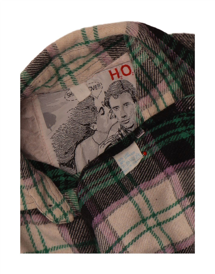 Camisa masculina vintage de flanela média de lã xadrez multicolorida