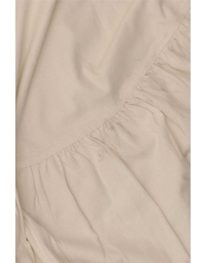 Zara blusa feminina oversized top UK 10 pequeno algodão branco