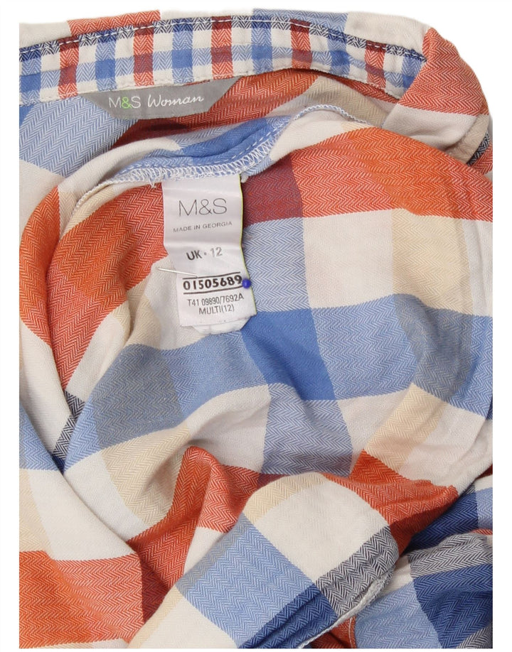 Camisa feminina de flanela Marks & Spencer UK 12 média xadrez multicolorida