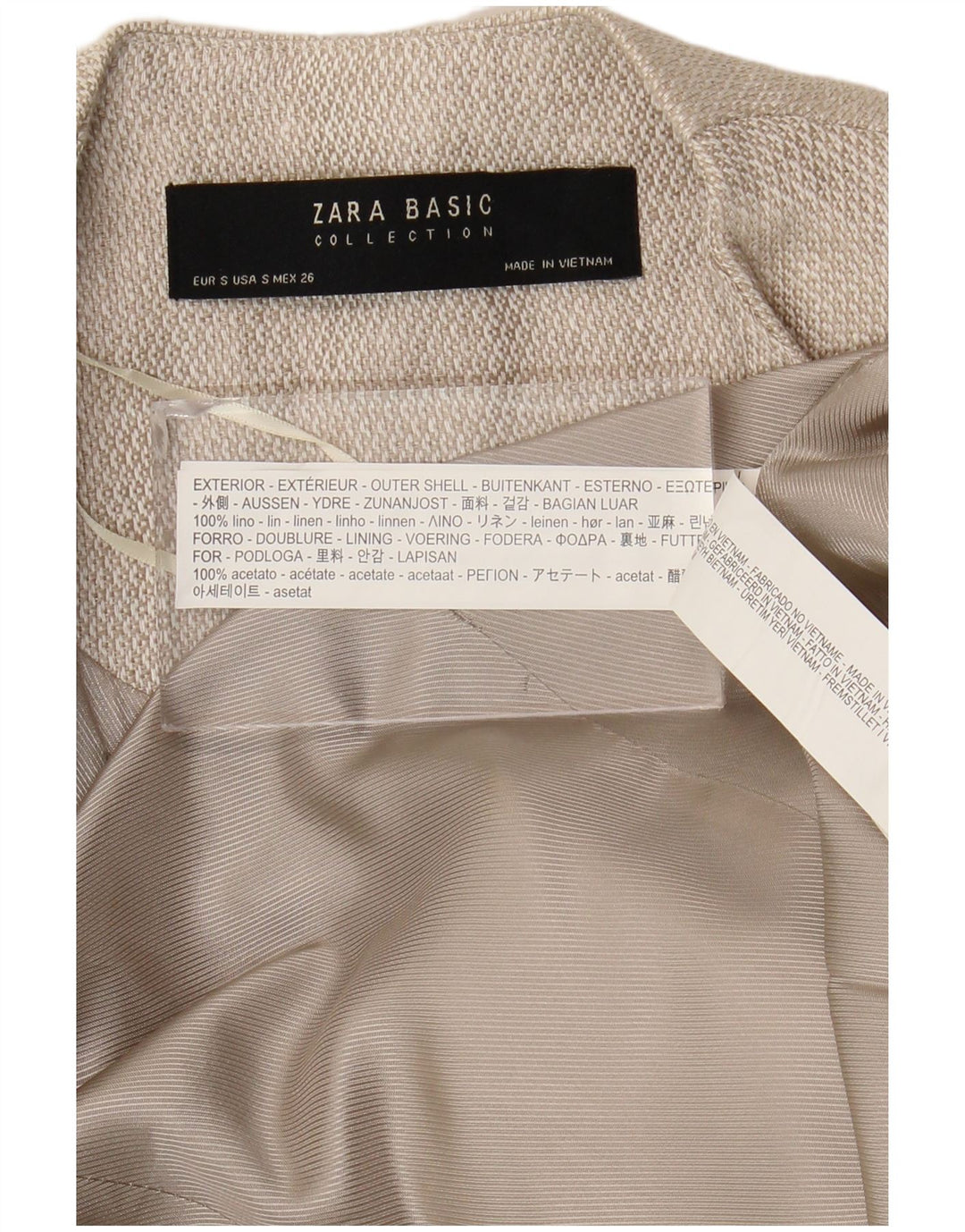 Sobretudo aberto feminino Zara UK 10 pequeno linho bege