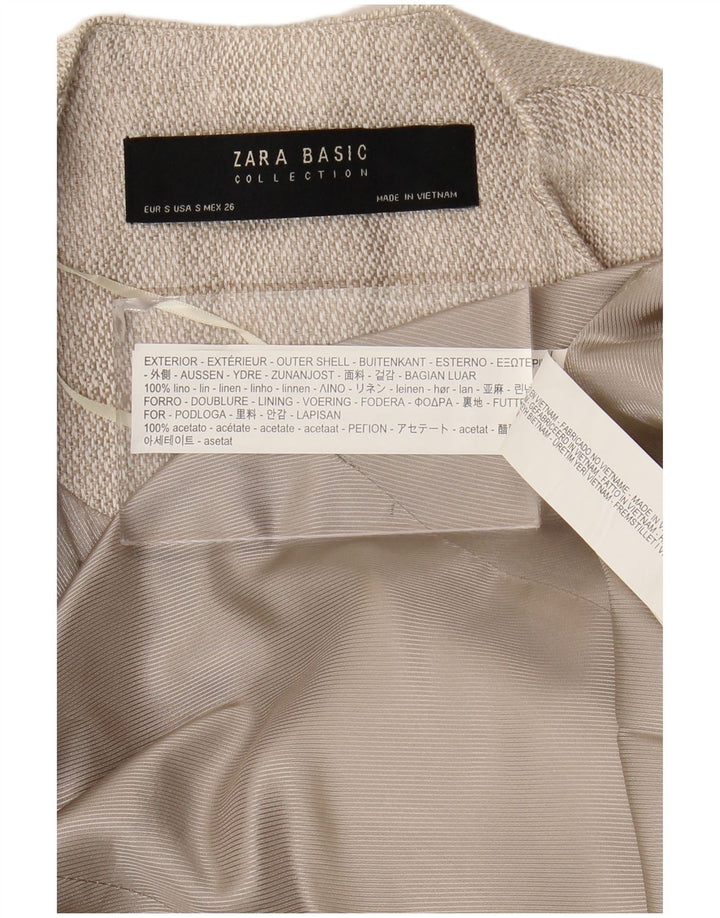 Sobretudo aberto feminino Zara UK 10 pequeno linho bege