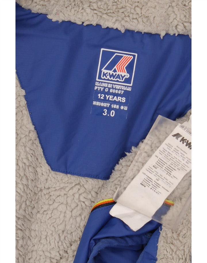 Jaqueta corta-vento com capuz K-Way Boys 11-12 anos azul poliamida