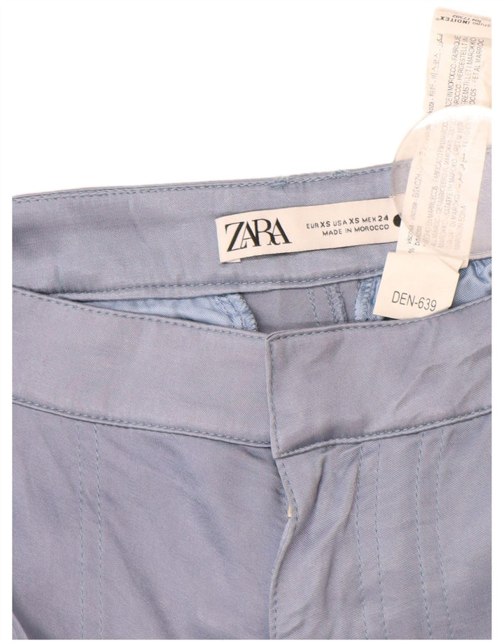 Calça cargo reta feminina ZARA XS W24 L30 azul viscose