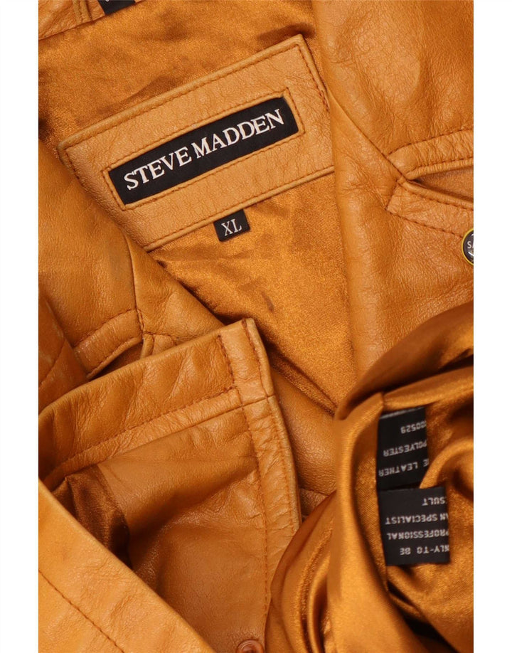 Jaqueta de couro masculina Steve Madden Reino Unido 42 XL couro bege