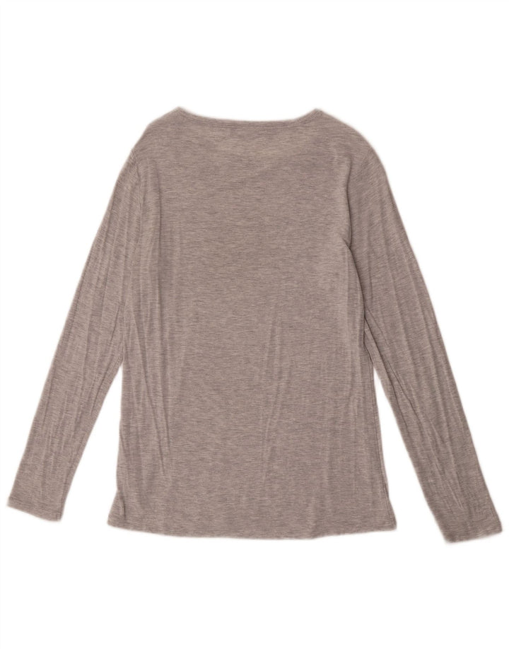 Top feminino Marks & Spencer manga comprida UK 14 cinza médio modal