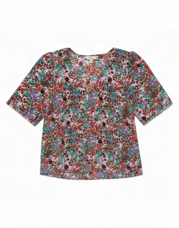 Blusa feminina Marks & Spencer UK 14 grande floral multicolorida