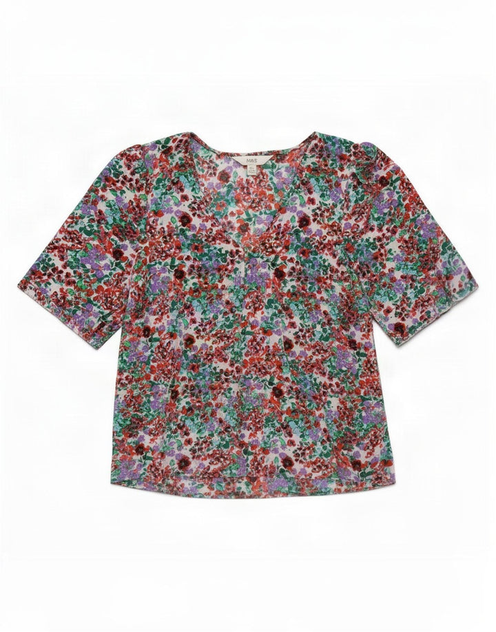 Blusa feminina Marks & Spencer UK 14 grande floral multicolorida
