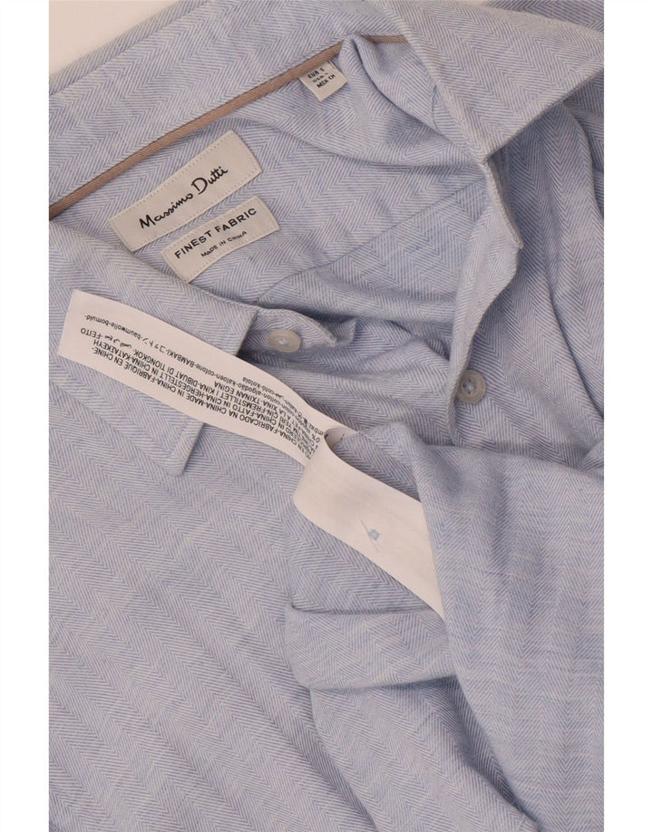 Camisa masculina MASSIMO DUTTI pequena azul espinha de peixe