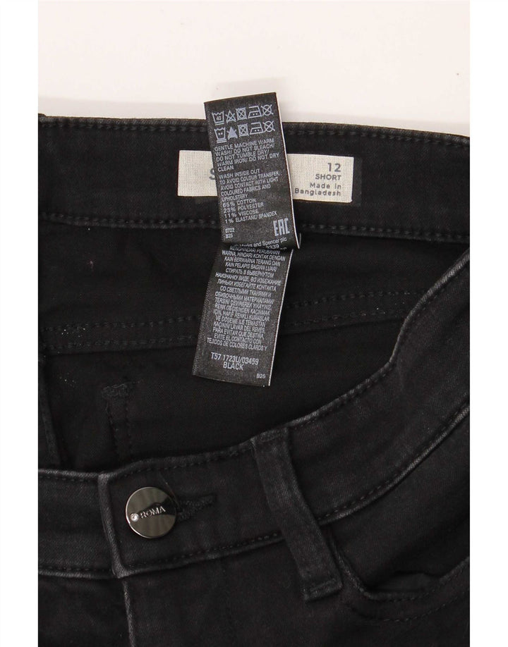Jeans Marks & Spencer curto reto feminino UK 12 médio W28 L29 preto