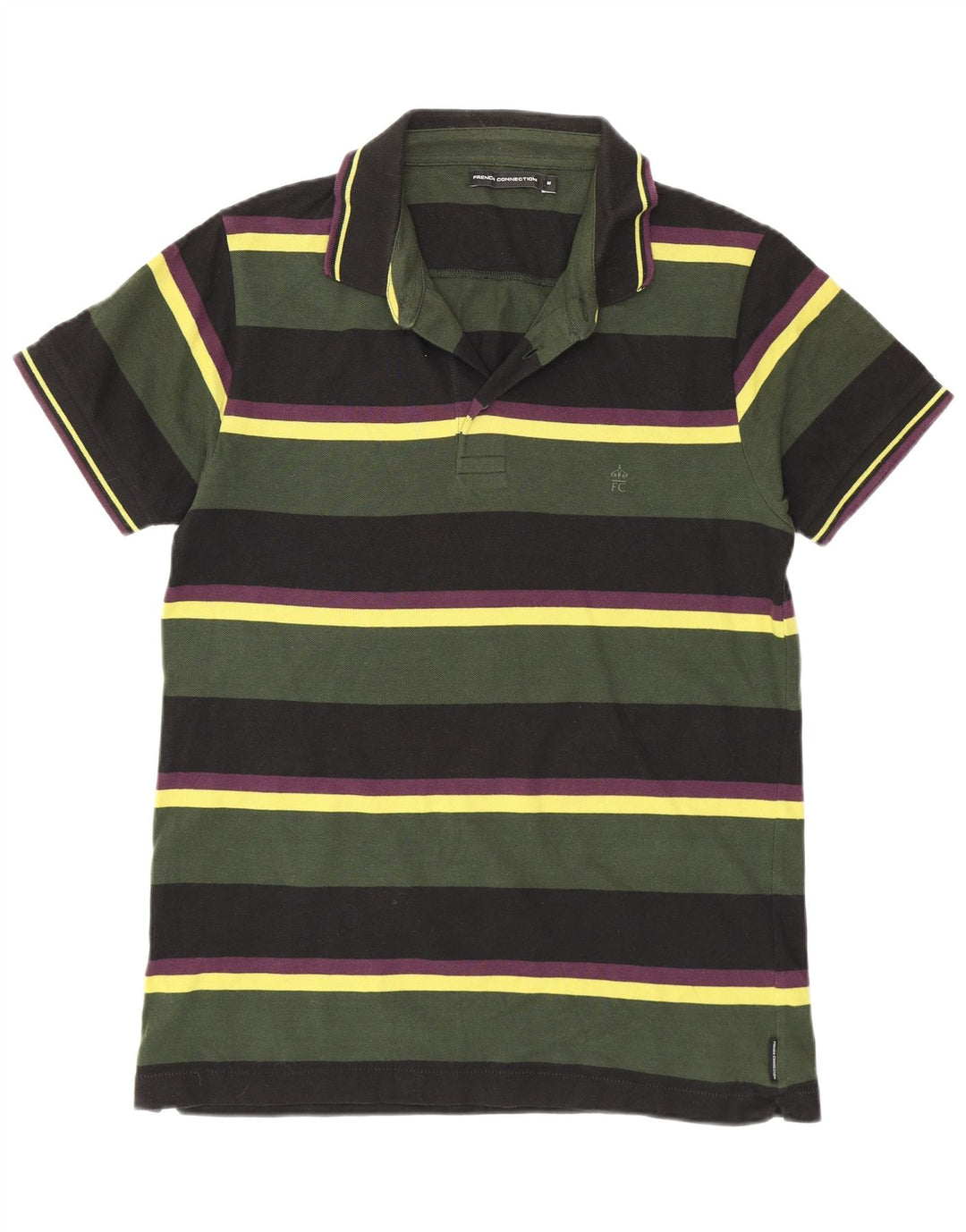 Camisa polo masculina de ajuste regular French Connection algodão listrado verde médio