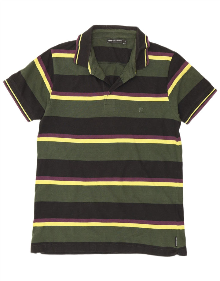 Camisa polo masculina de ajuste regular French Connection algodão listrado verde médio