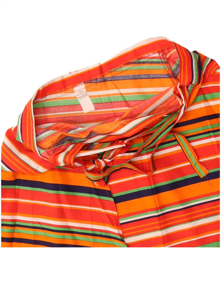 Saia feminina VINTAGE W32 grande listrada multicolorida de algodão