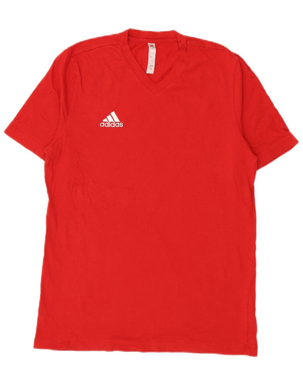 Adidas Mens Camiseta Top Médio Algodão Vermelho