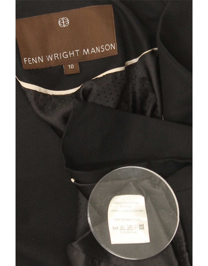 Jaqueta Bolero aberta feminina Fenn Wright Manson Reino Unido 10 algodão preto pequeno