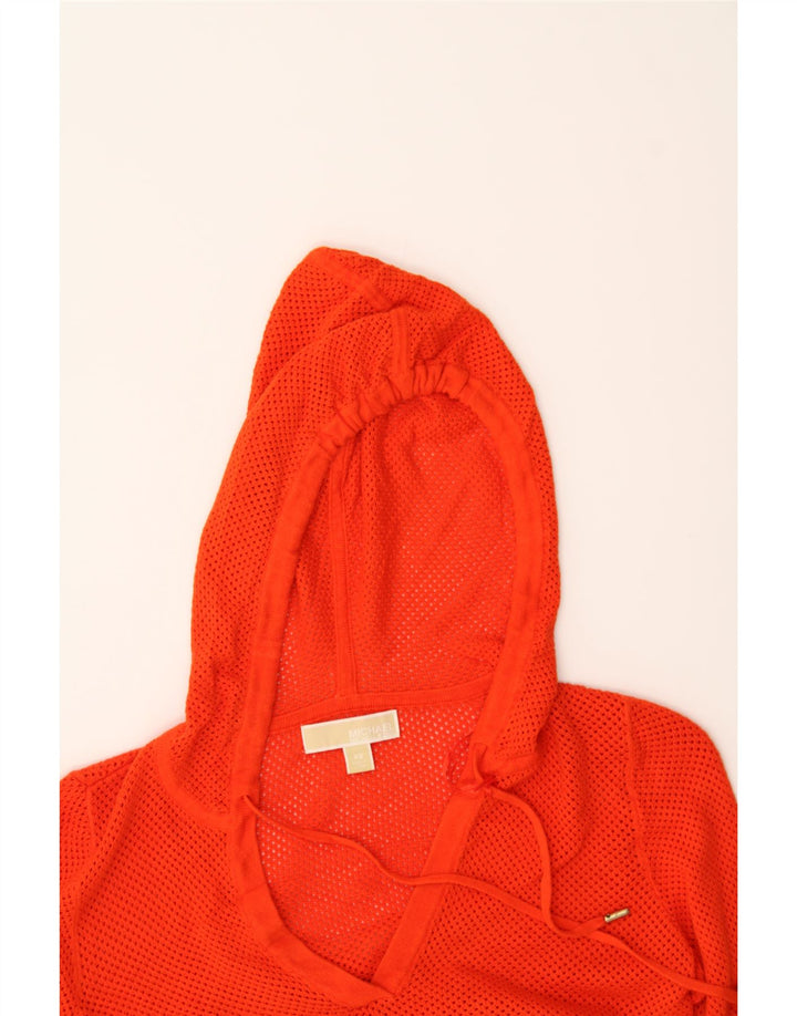 MICHAEL KORS Womens Oversized Hooded Jumper Sweater UK 6 XS Red Cotton Vintage Michael Kors and Second-Hand Michael Kors from Messina Hembry 