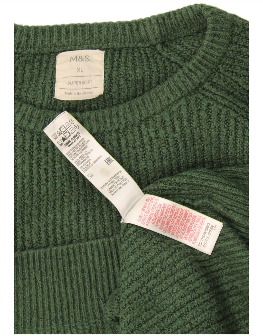 Suéter masculino Marks & Spencer com gola redonda XL poliamida verde