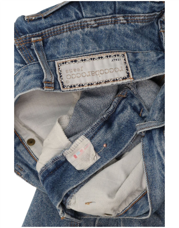 Jeans cônicos femininos ROCCOBAROCCO W32 L27 algodão azul