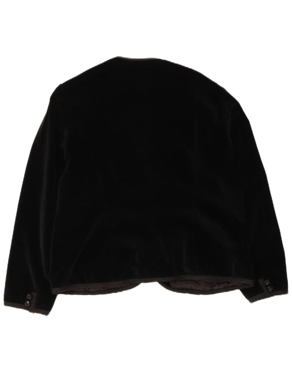 Jaqueta blazer feminina vintage de veludo com 5 botões Reino Unido 14 médio preto