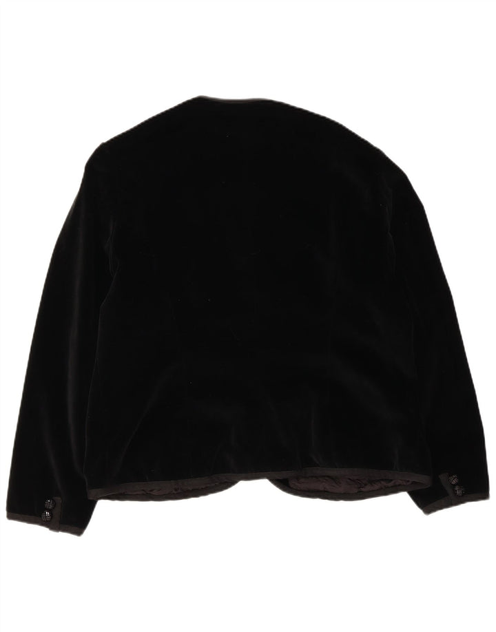 Jaqueta blazer feminina vintage de veludo com 5 botões Reino Unido 14 médio preto