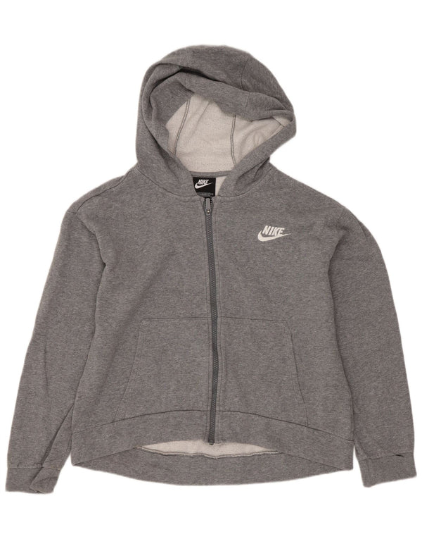 Suéter Nike feminino com capuz e zíper padrão 13-14 anos XL cinza algodão